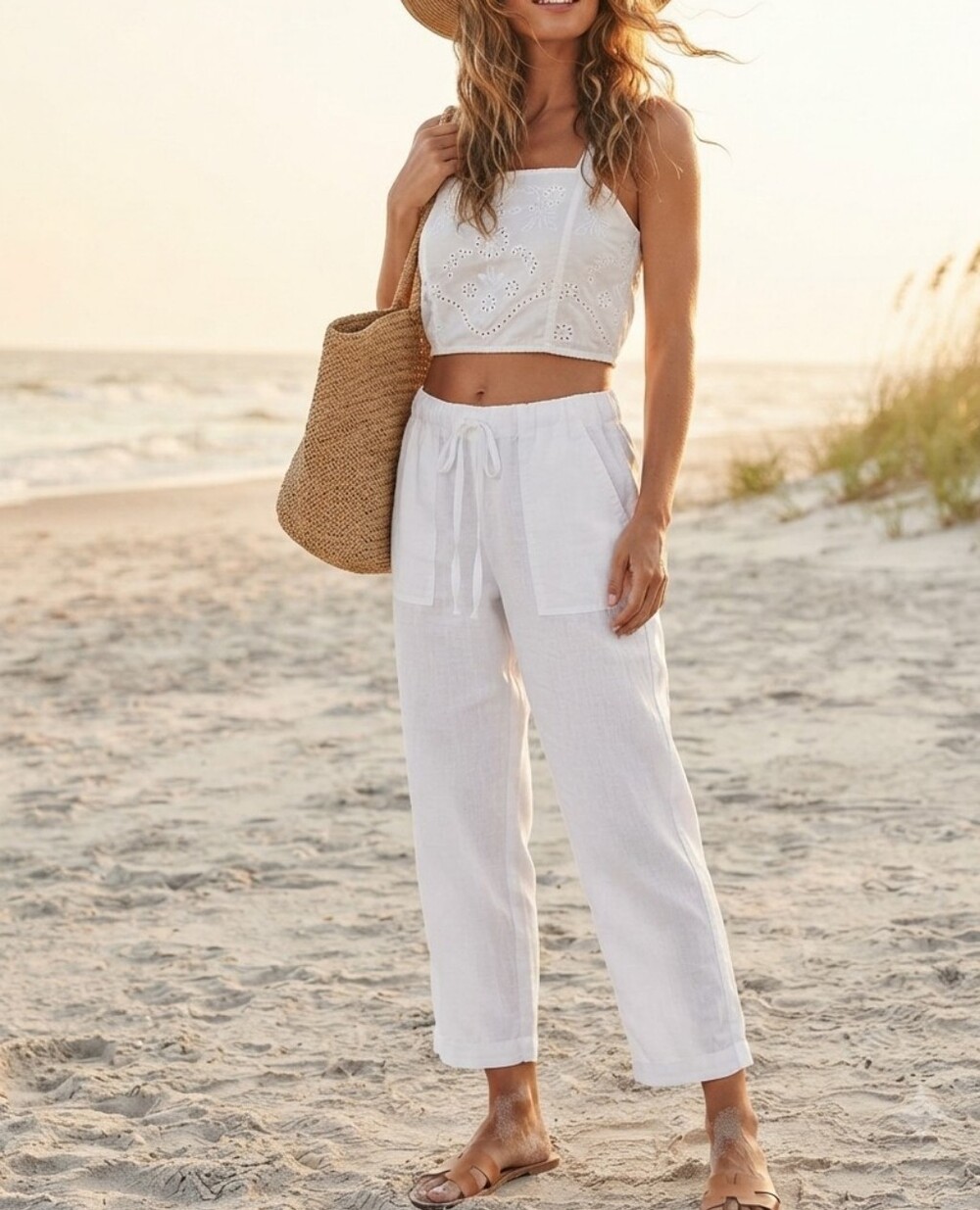 Nicole Miller Pants white linen Viscose pants Women's size XL. NWT - PANTS ONLY